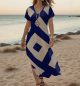 Sunset Stroll V-Neck Maxi Dress Women V-neck Dress With Side Slit