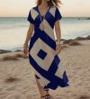 Sunset Stroll V-Neck Maxi Dress Women V-neck Dress With Side Slit
