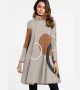 Fashionable High Neck Mini Dress Women Popular Long Sleeve