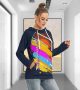 Rainbow Women Sweatshirt Hoodie With Double Hood