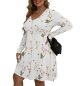 Plus Size Mini Dress Fit with a V-Neck Women Long Sleeve
