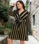 Expensive Women Mini Dress V-Neck Curvy Waistband Plus Size