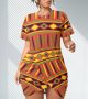 Stacked Hem Women Mini African Dress Short Sleeve Plus Size