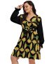 Jamaican V-Neck Mini Dress Women Curvy Waistband Plus Size