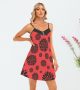 Black & Red Women Cami Dress Summer V-neck Sleeveless