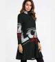 NYC Women High Neck Mini Dress Sleek Long Sleeve