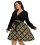 Office Boss Women Mini V-neck Dress Curvy Waistband Plus Size