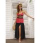 Black & Red Beach Skirt & Top Set Women Tie Back Wrap Dress