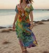 Serenity Curve V-Neck Maxi Dress with Side Slit for The Alluring Summer