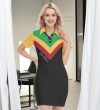 Bodycon African Mini Dress Women Polo Collar Trend