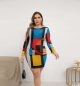 Colourful Mini Dress Women Curvy Mesh Club Wear Plus Size