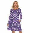 Purple Summer Women Mini Dress Night Out Crew Neck