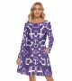 Purple Summer Women Mini Dress Night Out Crew Neck