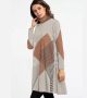 Diamond Look Mini Dress Women High Neck Long Sleeve