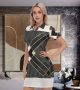 Trending Bodycon Mini Dress Women Polo Collar V-Neck