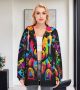 Paint Splash Bear Hoodie Women Attractive Long With Zipper Closure