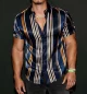 Men Vintage Striped Shirt Fashion Casual Summer