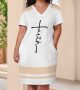 Women Midi Dress V-Neck Baggy Casual Wear with Pocket