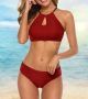 High Neck Two-Piece Swimsuit Women with Alluring High Neck Halter Top