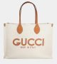 Gucci Beige/Brown Canvas and Leather Gucci Logo Tote Bag