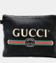 Gucci Black Leather logo clutch