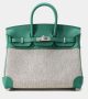 Hermes Vert Vertigo Toile H & Swift Leather Birkin 25 Satchel Bag