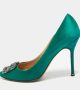 Manolo Blahnik Green Satin Hangisi Pumps Size 42