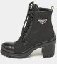 Prada Black Leather and Nylon Combat Boots Size 38